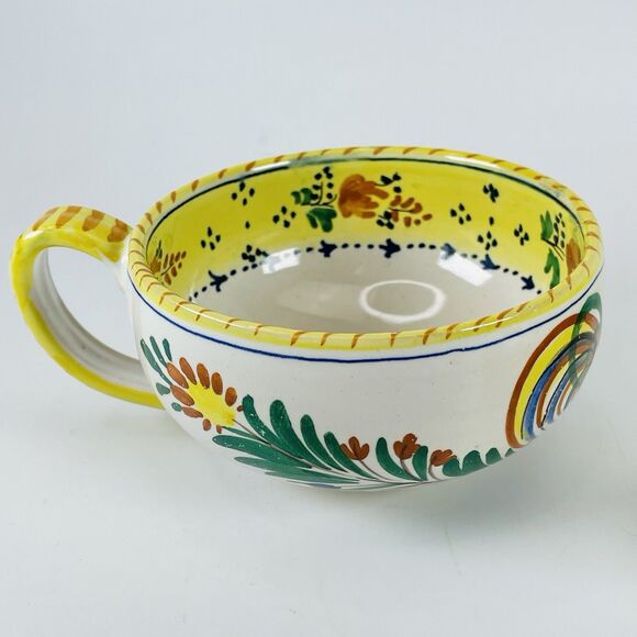 Italy Pottery Majolica Snack Set Tray Cup Galletto Rooster Design Terracotta VTG - Picture 12 of 16